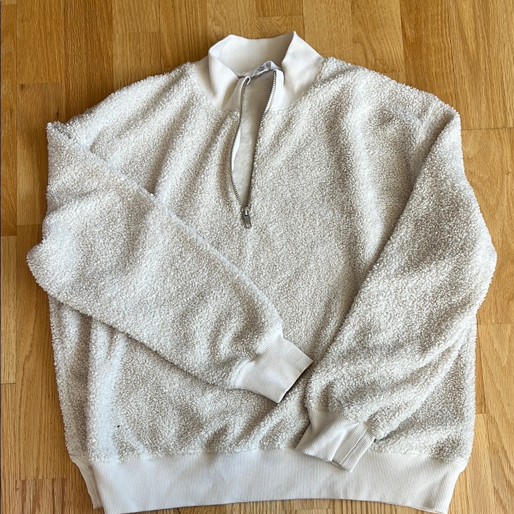 Cream Fuzzy Half-Zip Sweatshirt
